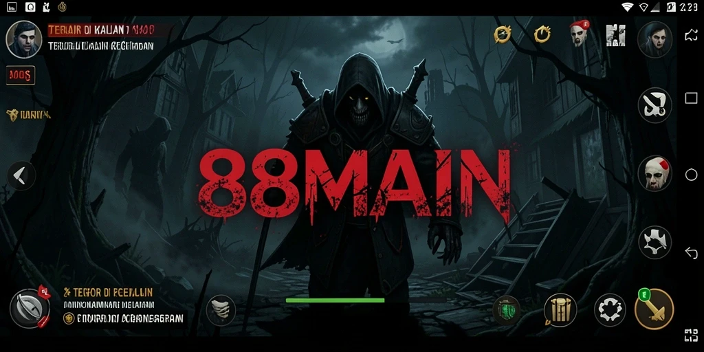 Screenshot utama <strong>88MAIN</strong> menampilkan suasana permainan yang mencekam.