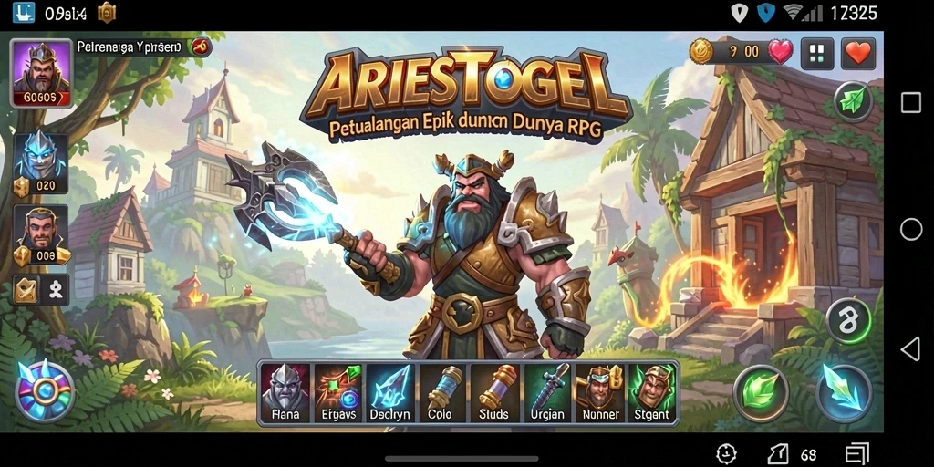 Gameplay menarik ARIESTOGEL dengan pertempuran dan eksplorasi.
