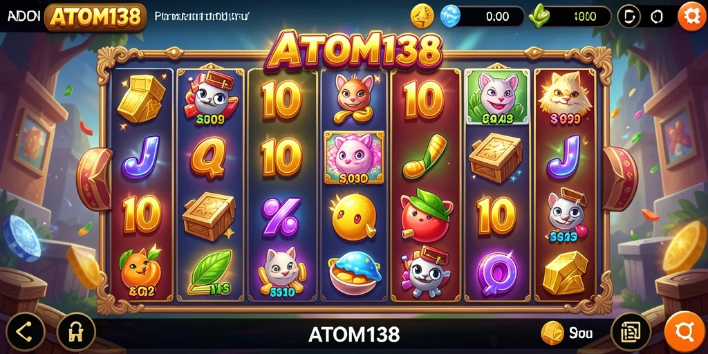 Tangkapan layar gameplay ATOM138 memperlihatkan antarmuka slot yang menarik dan mudah digunakan.