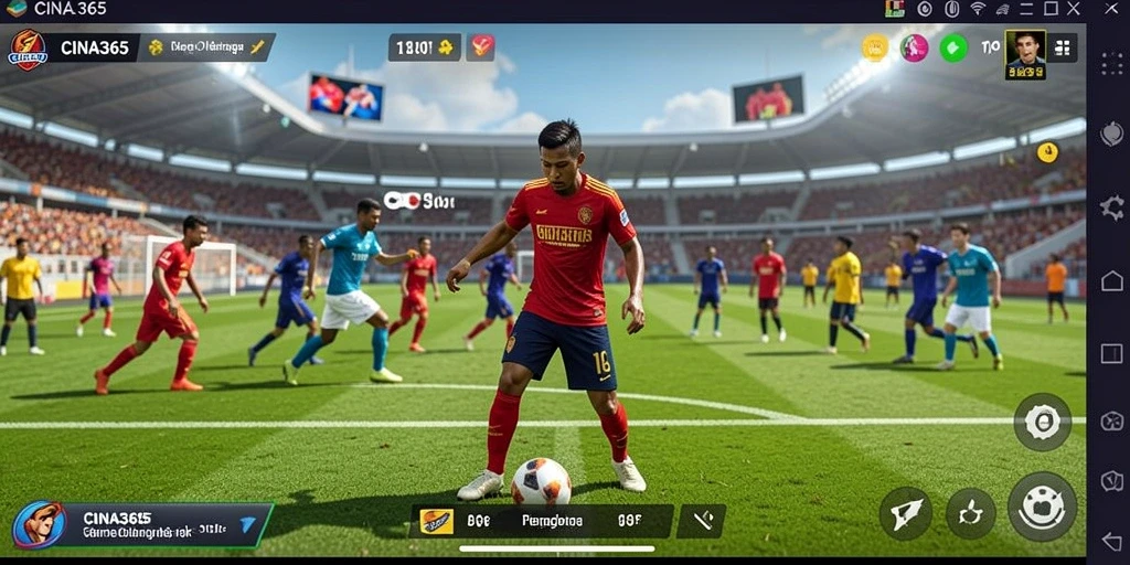 Screenshot utama CINA365 menampilkan aksi seru dalam permainan olahraga.