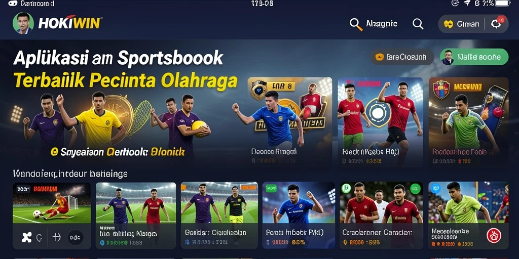 Tampilan utama gameplay HOKIWIN dengan banyak pilihan taruhan olahraga.