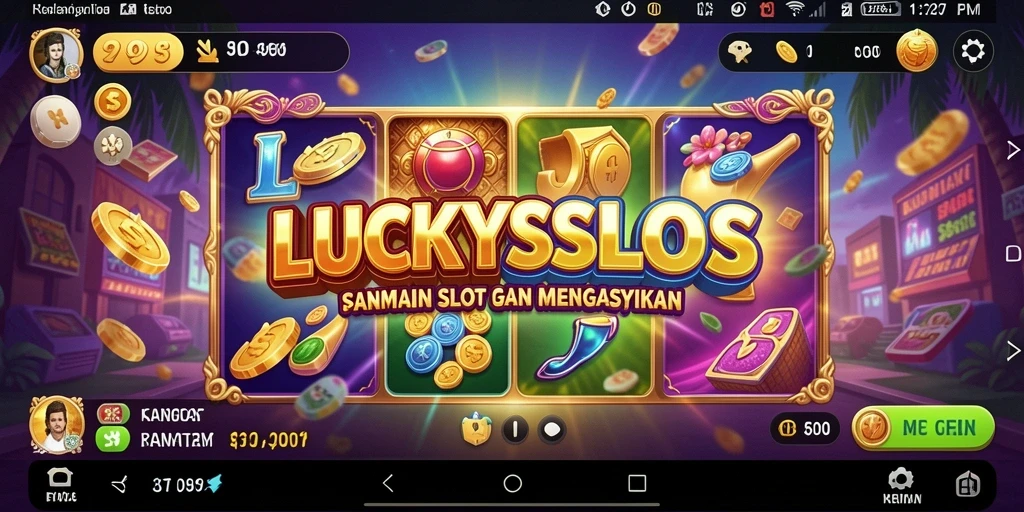 Screenshot utama <strong>LUCKYSLOTS</strong> menunjukkan gameplay slot yang menarik.