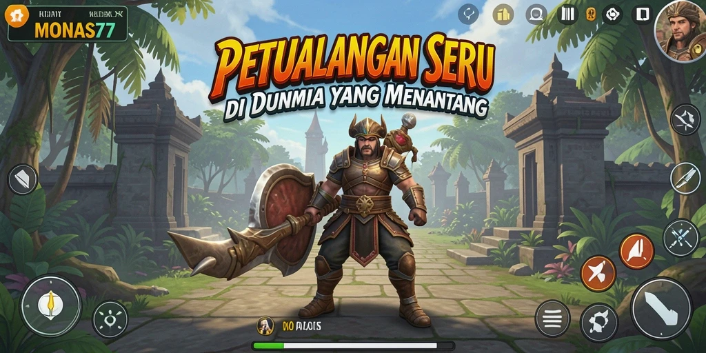 Tampilan gameplay MONAS77 dengan aksi petualangan yang mendebarkan.
