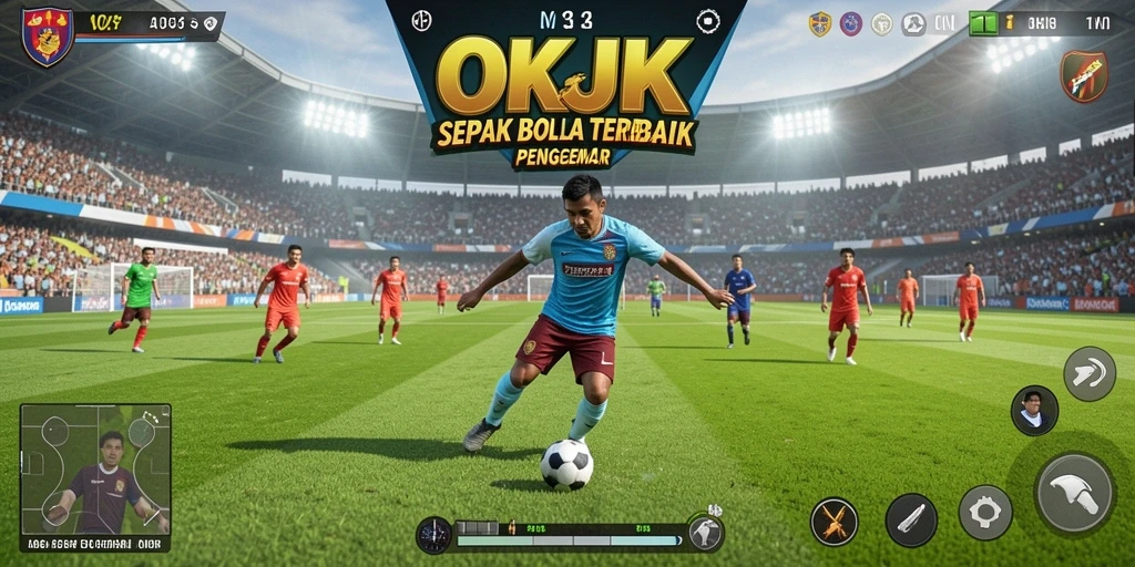 Tampilan gameplay seru di game sepak bola OKJK.