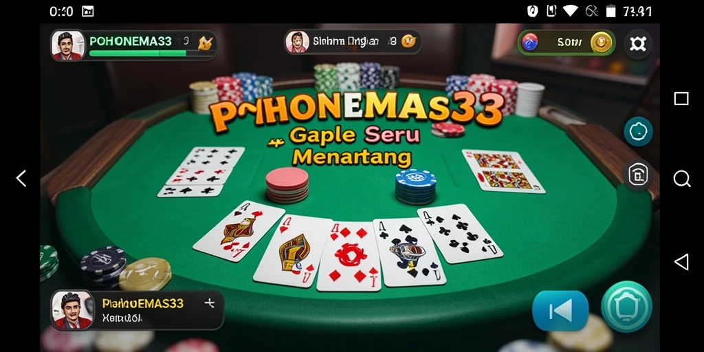 Tampilan gameplay menarik POHONEMAS33 dengan elemen Gaple yang unik.