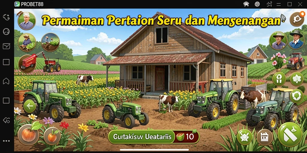 Gambaran gameplay yang menyenangkan dalam PROBET88 - dunia pertanian yang cerah.