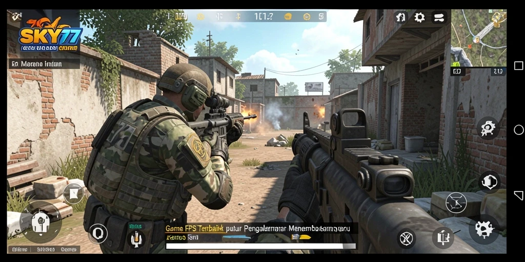 Tangkapan layar gameplay intens dari SKY77 dengan aksi menembak yang mendebarkan.