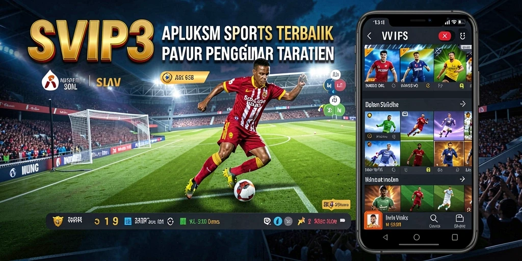 Screenshot utama SVIP3 yang menunjukkan aplikasi Sportsbook yang menarik dan interaktif.