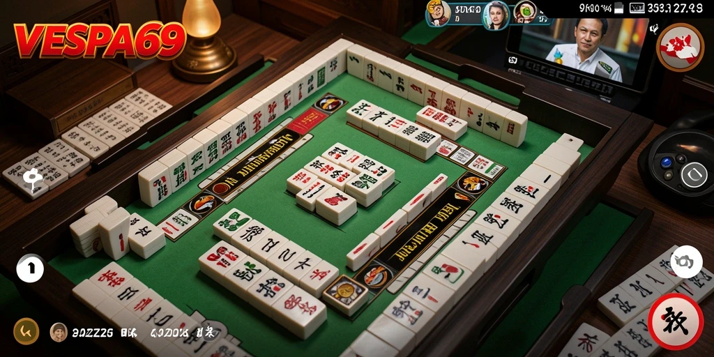Tampilan gameplay VESPA69 yang seru dan menantang dalam permainan Mahjong.