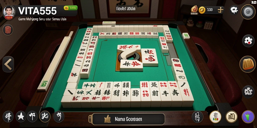 Screenshot gameplay VITA555 dengan aksi Mahjong yang seru.