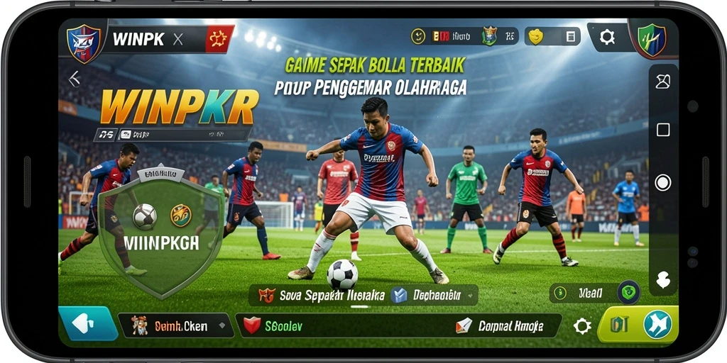 Tampilan gameplay WINPKR yang seru dan mendebarkan saat pertandingan sepak bola.
